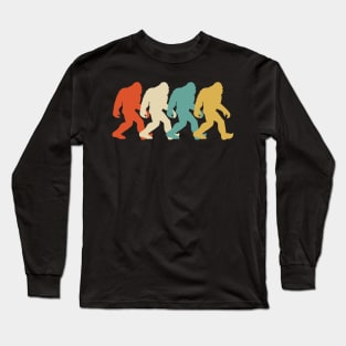 Retro Sasquatch Bigfoot Crossing Street Silhouette 80's 70's Design, Crossing Street Long Sleeve T-Shirt